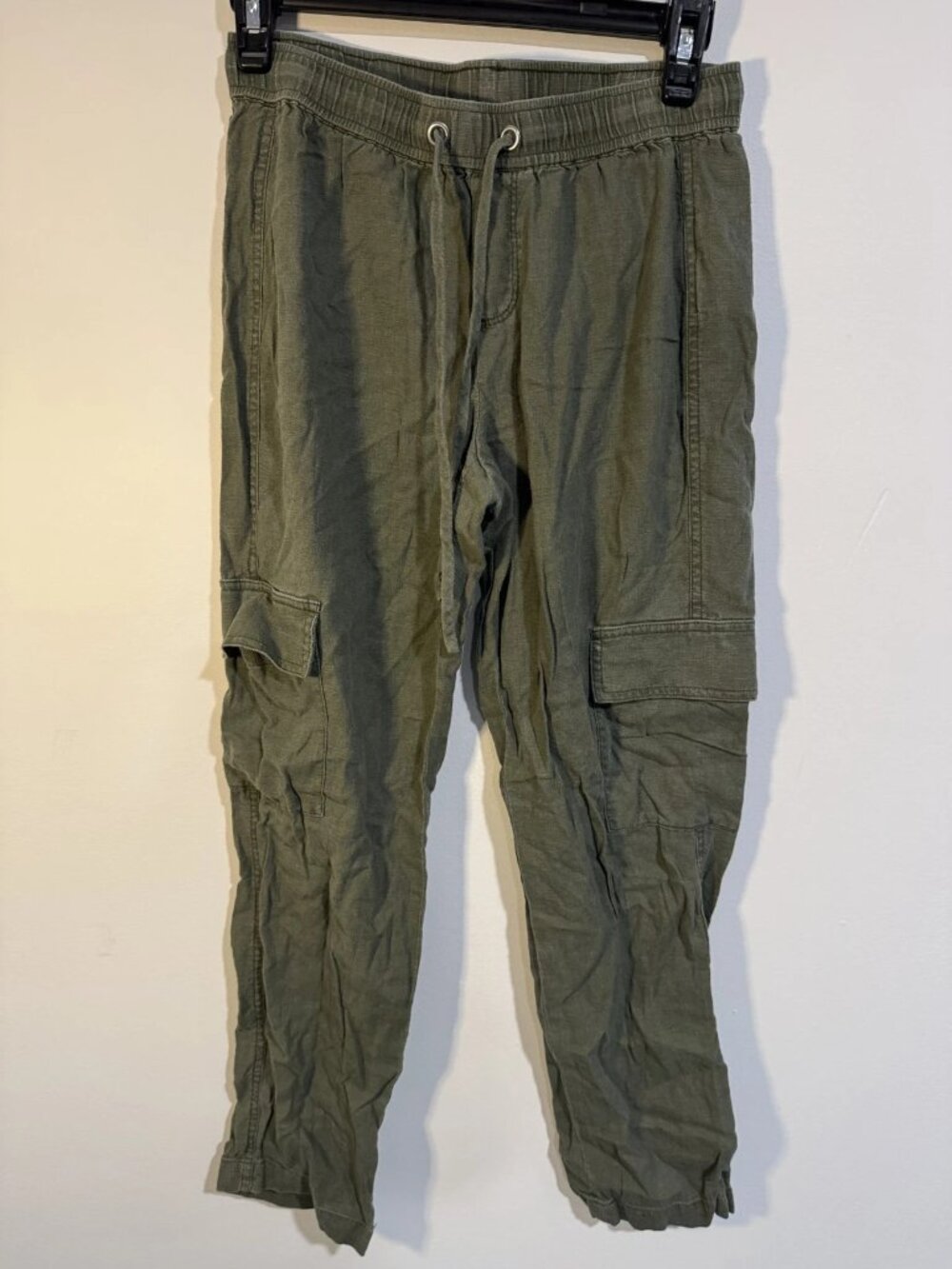Calvin Klein Women's Olive Green Linen Blend Cargo Joggers Sz 0